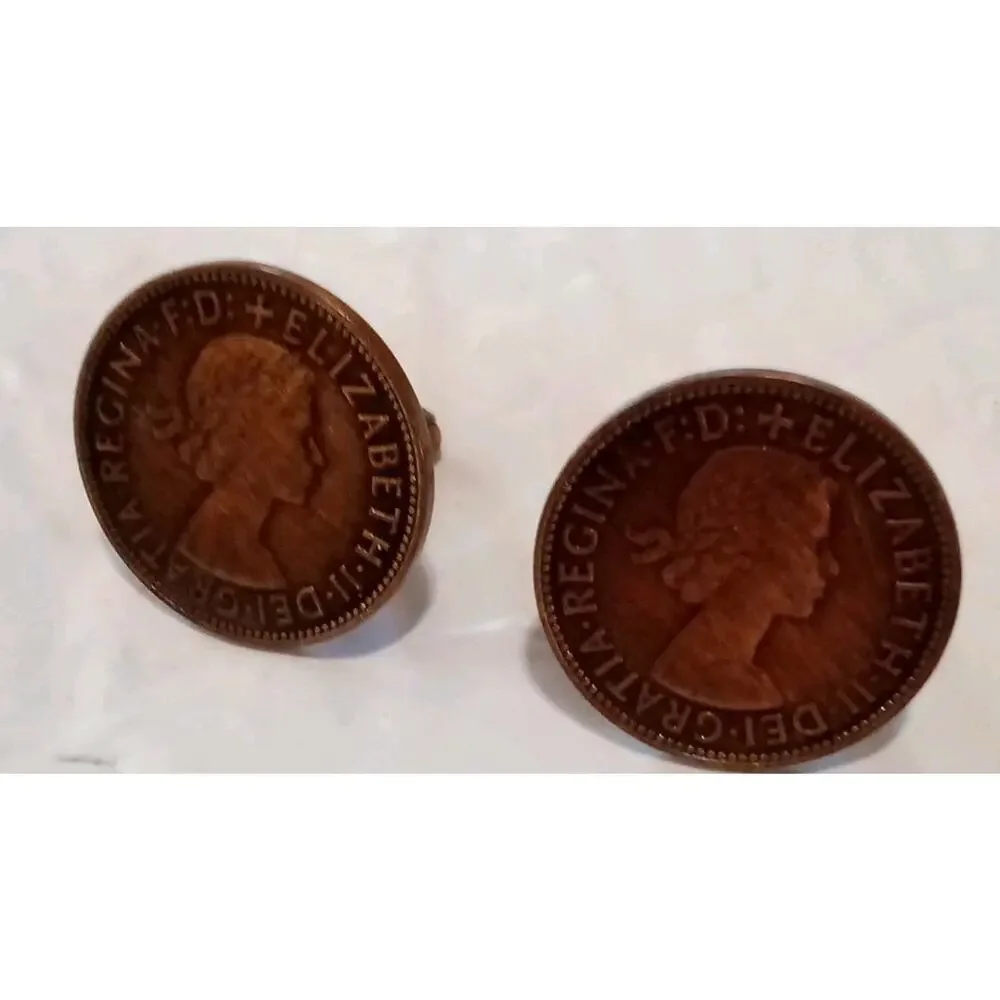 Elizabeth II 1955 Half Penny Cufflinks